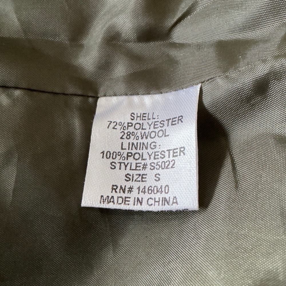 Signature Eight Butterfly Embroidered Moto Jacket Olive Green Wool Biker Small - Picture 6 of 13